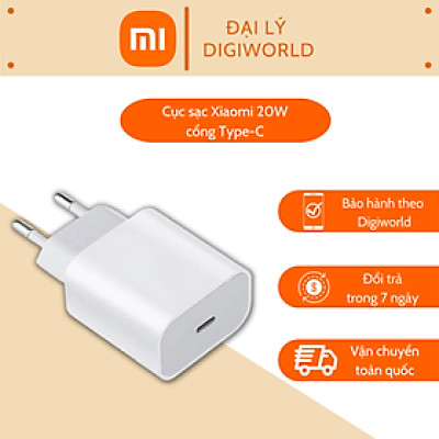 Cốc sạc Xiaomi 20W - Mi 20W Charger Type-C - Hàng chính hãng phù hợp cho tất cả dòng smartphone