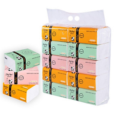 Túi 10 gói GIẤY RÚT GẤU TRÚC MyLan Gói 100 Tờ 3 LỚP, dai, mềm và mịn, đảm bảo an toàn, không bụi