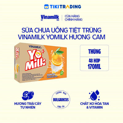 Thùng 48 hộp sữa chua uống hương cam Yomilk 170ml