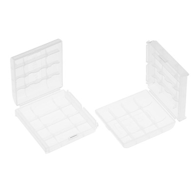 2PCS PALO Transparent AA Battery Storage Boxes Cases High-quality Containers Durable Plastic Battery Holders with Lids