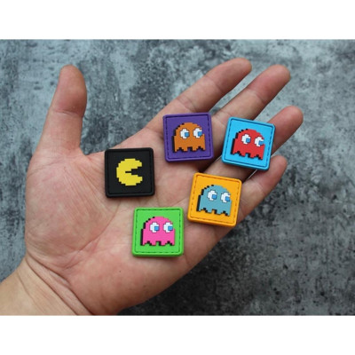 Patch_velcro PVC bộ hình Pac-Man trang trí ba lô_túi xách_quần áo