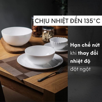 Bát tô/Bộ 6 bát tô thủy tinh Luminarc Diwali 18cm N3975*6, dùng lò vi sóng, máy rửa bát