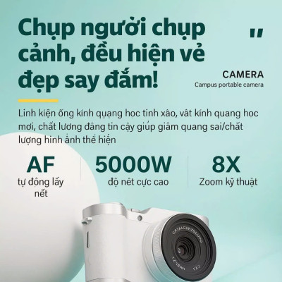 Máy Chụp Ảnh Mini Kèm Thẻ 512G T Retro Kỹ Thuật Số CCD 4K Cho Học Sinh – Nhỏ Gọn, Thời Trang, Chụp Siêu Nét- HÀNG CHÍNH HÃNG MINIIN