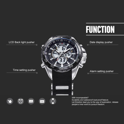 Đồng hồ nam WEIDE WH1103 màn hình kép kỹ thuật số chống thấm nước