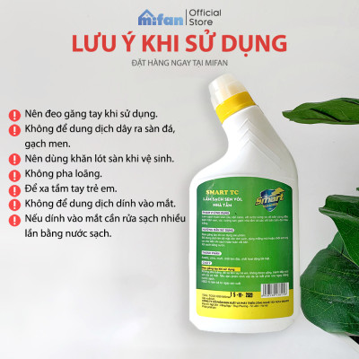 Làm Sạch Sen, Vòi Inox, Tường Sàn Gạch Nhà Tắm SMART TC - Tẩy Cặn Canxi, Vết Nước Cứng, Vết Bẩn Lâu Ngày - Tặng kèm chổi lông - MIFAN Phân Phối Chính Hãng