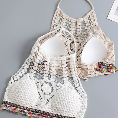 Áo bikini len móc đi biển cực xinh, sợi len cotton dai khỏe, thoáng mát, hàng đẹp, mẫu mới nhất, đồ bơi len nữ xinh xắn | BL003