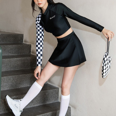 Bộ đồ bơi bikini kín đáo nữ hai mảnh đi tắm biển áo dài tay kèm váy - B34