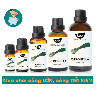 Tinh Dầu Sả Java 50ml Kobi Nguyên Chất Giúp Khử Mùi, Đuổi Muỗi Hiệu Quả
