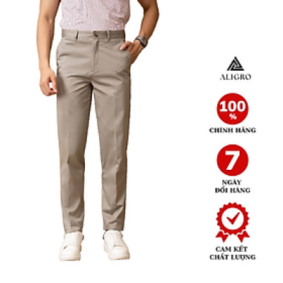 Quần kaki nam, quần thô dáng SlimFit, chất liệu vải kaki cao cấp bền đẹp, thiết kế cạp đính đỉa, ống đứng ALIGRO ALGK059