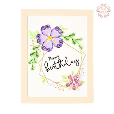 Thiệp Quilling chúc mừng sinh nhật có khung - size 8.5 x 6.5 cm