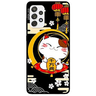 Ốp lưng dành cho Samsung Galaxy A32 mẫu Mèo Nền Đen