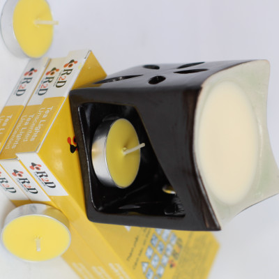 Nến tealight 10 viên không khói không mùi R2D màu vàng dùng cho đèn xông tinh dầu