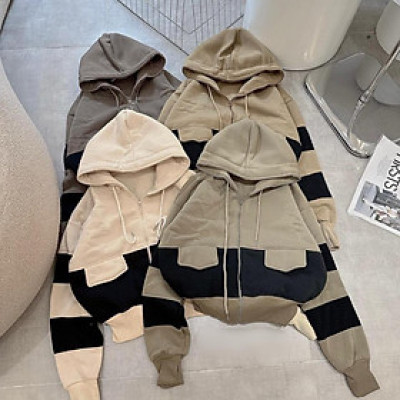 [LZ] Áo khoác Kéo Cao Nỉ Dày Chống Nắng Dáng Lửng Phối Màu Tay Xỏ Ngón 4 Túi Nón To hàng đẹp xitin-A2165