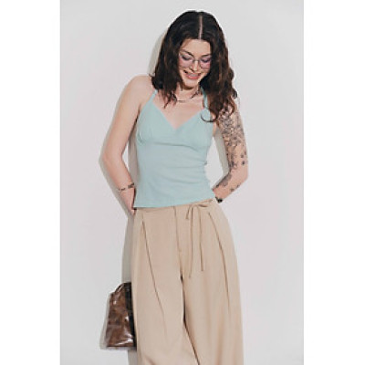 DOTTIE - Áo thun cổ yếm viền ren - Xanh ngọc - T1146