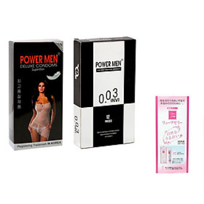 Combo 2 hộp bao cao su cao cấp siêu mỏng Power Men 0.03 Invi (Hộp 12 chiếc) và Power Men Superthin (Hộp 12 chiếc) - Tặng kèm gel Nhật - Hàng Chẩn Hãng 100%- Che Tên Sản Phẩm