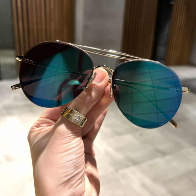 Kính râm nam nữ thời trang chống nắng Mắt xanh tráng gương form nhỏ sành điệu