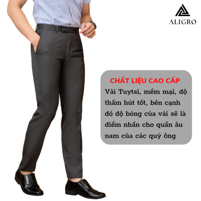 Quần âu nam ALIGRO thiết kế dáng quần ôm không ly, tôn dáng, màu ghi Algo8004