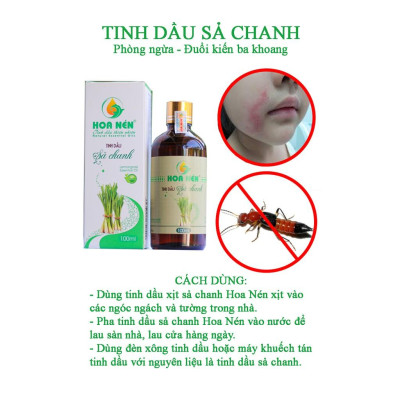 Tinh dầu Sả Chanh nguyên chất 50ml - Hoa Nén - Vegan - Đuổi muỗi, giải cảm, khử mùi