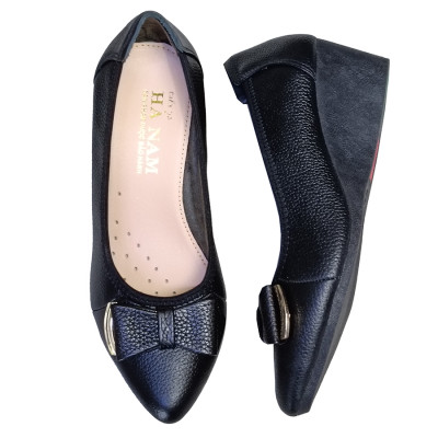 Giày Nữ Búp Bê Đế Xuồng TiTi ĐÔ Da Bò Thật Thời Trang Cao 5cm GBB2042d