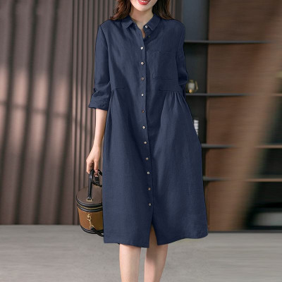 Đầm Nữ Dài Sơ Mi Haint Boutique Váy Công Sở Nữ Thiết Kế Chất Linen Phong Cách Hàn Quốc Vintage đi dự tiệc Da207