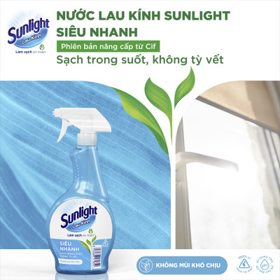 Combo 2 Nước Lau Kính Sunlight Siêu Nhanh Phiên bản nâng cấp từ Cif Sạch Không Tỳ Vết Chai 520ml