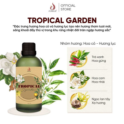 Tropical Garden - Tinh Dầu Xông Máy, Tinh Dầu Thơm Phòng Thiên Nhiên 100ml Cao Cấp, Sang Trọng