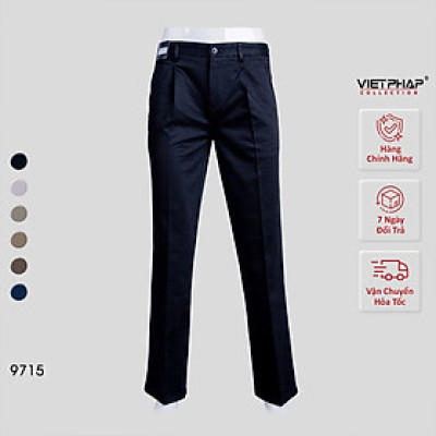 (SALE UP TO 70%) Quần Kaki Nam VIỆT PHÁP Form Classic Có Ly Chất liệu Cao Cấp Chống Nhăn, Độ Bền Cao 9715