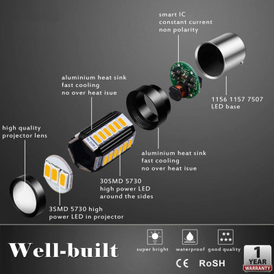 Bóng đèn led hậu 1157 Chipset 33 Bóng led có thấu kính hội tụ thế hệ mới cao cấp siêu sáng