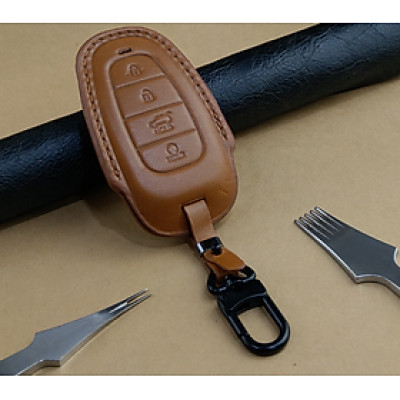 Bao da ép phom Handmade chìa khóa xe ô tô Hyundai SANTAFE da bò thât giá tận xưởng (có bán sỉ) - hàng chính hãng