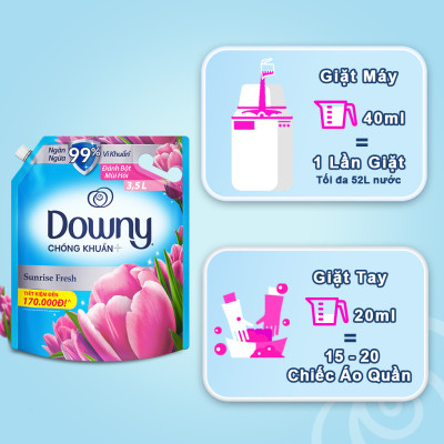 Nước Xả vải DOWNY Hương Nước Nắng Mai Túi 4L