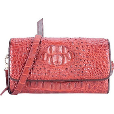 Túi Đeo Chéo Nữ Da Cá Sấu Huy Hoàng HT6229 (14.5 x 24.5 cm) - Nâu Đỏ