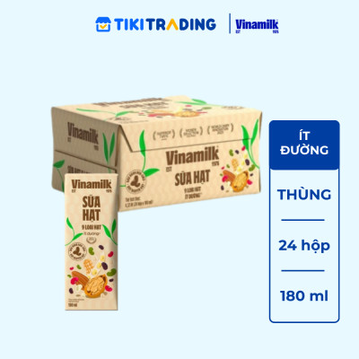 Thùng 24 hộp Sữa hạt 9 loại hạt Vinamilk ít đường - hộp 180ml