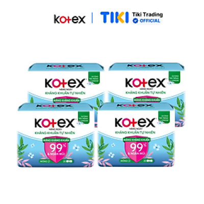 Combo 4 Băng Vệ Sinh Kotex Hằng Ngày Kháng Khuẩn Hương Tự Nhiên - Gói 20 miếng
