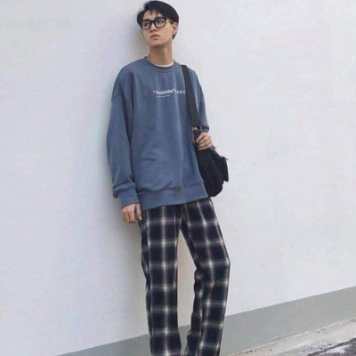 quần caro ống rộng dành cho nam