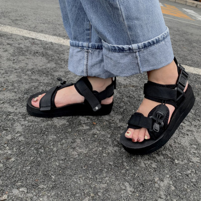 Giày Sandal Nữ The Bily 01W Quai Chéo Dây Rút - Màu Đen BL01WD