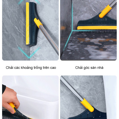 Chổi Chà Sàn Nhà Tắm Thông Minh Thiết Kế Đầu Gạt Nước Và Đầu Chổi Xoay 120 Độ Quét Nhà Siêu Sạch Mọi Góc Bẩn - Hàng Loại 1.  CHính Hãng MINIIN