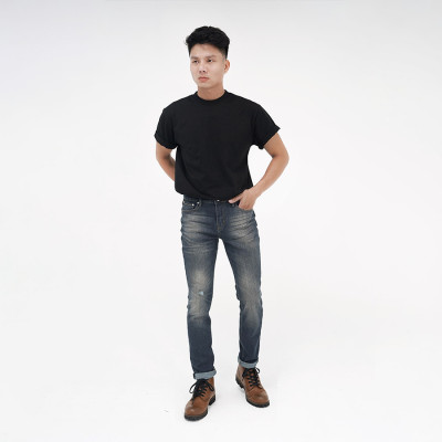 Quần Jeans Nam Cao Cấp HUNTER X-RAYS Form Slimfit Thun Màu Xanh Căn Bản D28