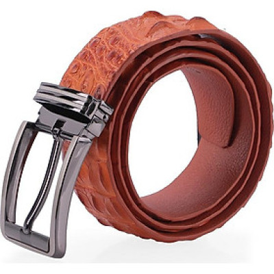 Thắt lưng nam Huy Hoàng da cá sấu nguyên con bản lớn bát gài đầu kim màu vàng HT4771