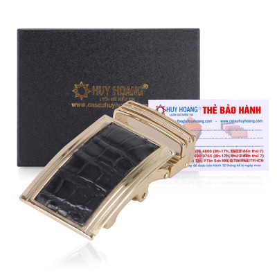 HJ9221-22-23-24 - Đầu khóa da cá sấu Huy Hoàng 4 phân đầu vàng màu đen, nâu đất, vàng bò, nâu đỏ