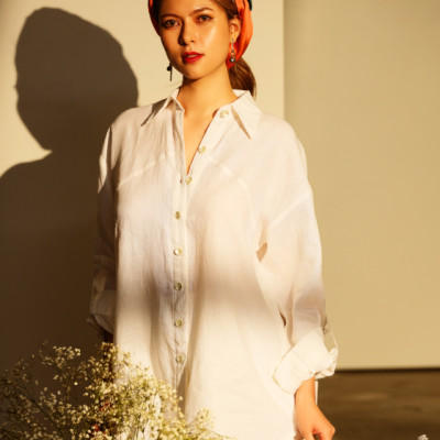 Áo Sơ Mi Oversized Linen Chiara TOP175 Thời trang thiết kế Hity
