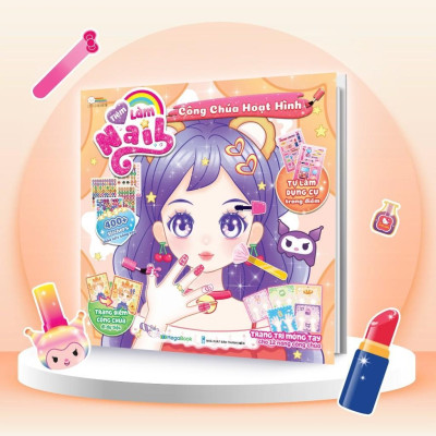 Sách bo 4 cuốn Tiệm Làm Nail Công chúa (1200+ stickers dễ thương) - Sách bóc dán sticker cho bé gái