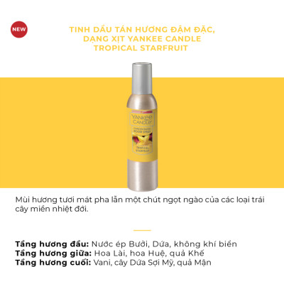 Tinh dầu tán hương đậm đặc, dạng xịt Yankee Candle - Tropical Starfruit (42.5g)