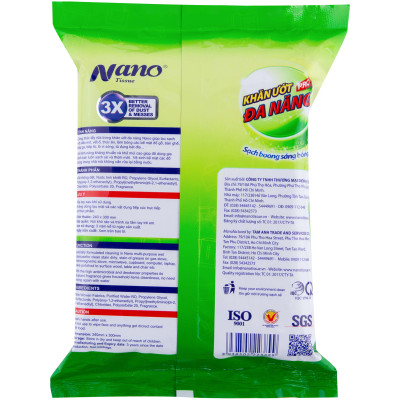 [MUA 5TẶNG 2] Khăn ướt đa năng Nano gói 30 miếng, lau dọn nhà cửa tiện dụng, không hại da tay, có mùi thơm chanh trà xanh - Nano Tissue
