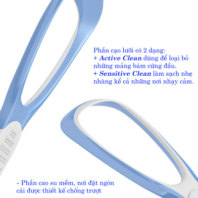 Dụng Cụ Cạo Lưỡi Người Lớn Sản Xuất Tại Thụy Sĩ Trisa Double Action - Hồng