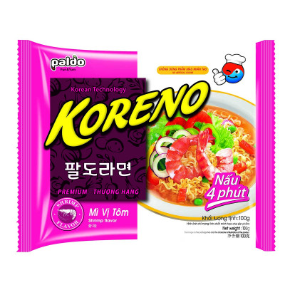 Thùng 24 Gói Mì vị Tôm Koreno 100g