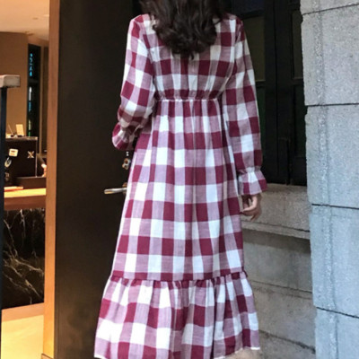 Đầm Ca Rô Nơ Cổ Thanh Lịch DN063 MayHomes