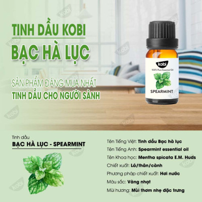 Tinh Dầu Bạc Hà Lục Kobi - Tinh Dầu Thiên Nhiên Nguyên Chất, Tinh Dầu Xông Phòng, Giúp Giảm Stress, Xua Đuổi Côn Trùng Và Khử Mùi Hiệu Quả, Thích Hợp Dùng Với Đèn Xông Và Máy Khuếch Tán Tinh Dầu (5ml)