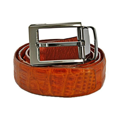 HP4829 - Dây nịt nam da cá sấu Huy Hoàng đầu kim 3,5P màu vàng