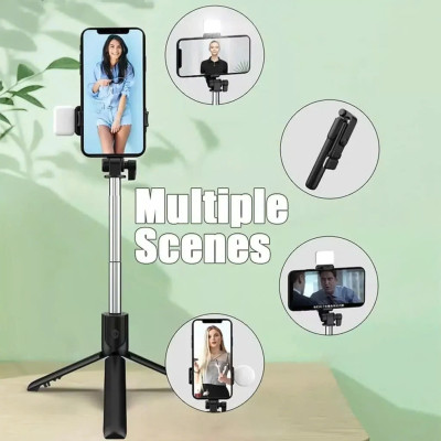Tripod Gậy Selfie Có Đèn Trợ Sáng & Remote – Gấp Gọn, Dễ Mang, Hỗ Trợ Quay Chụp Mọi Nơi