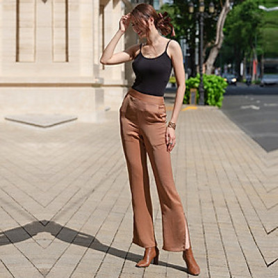 Quần Ống Suông Quần Xẻ Tà Thời trang thiết kế Hity PAN046 (Cafe Latte)